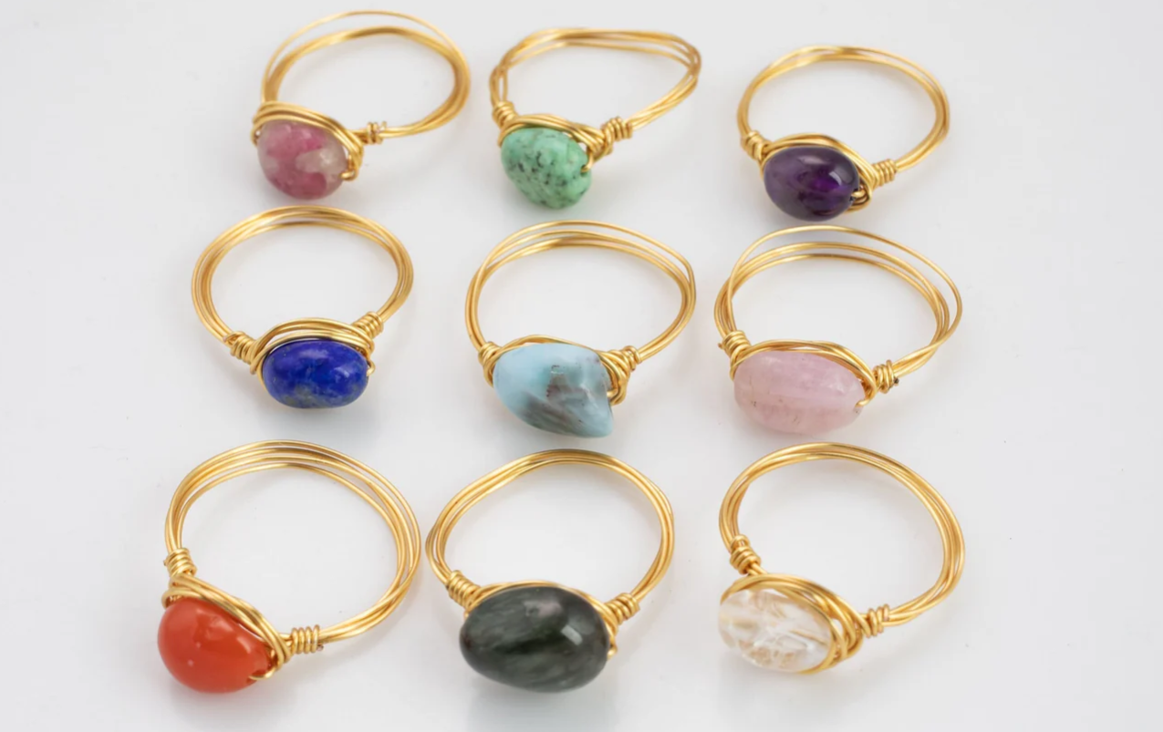 Wired Gemstone Rings