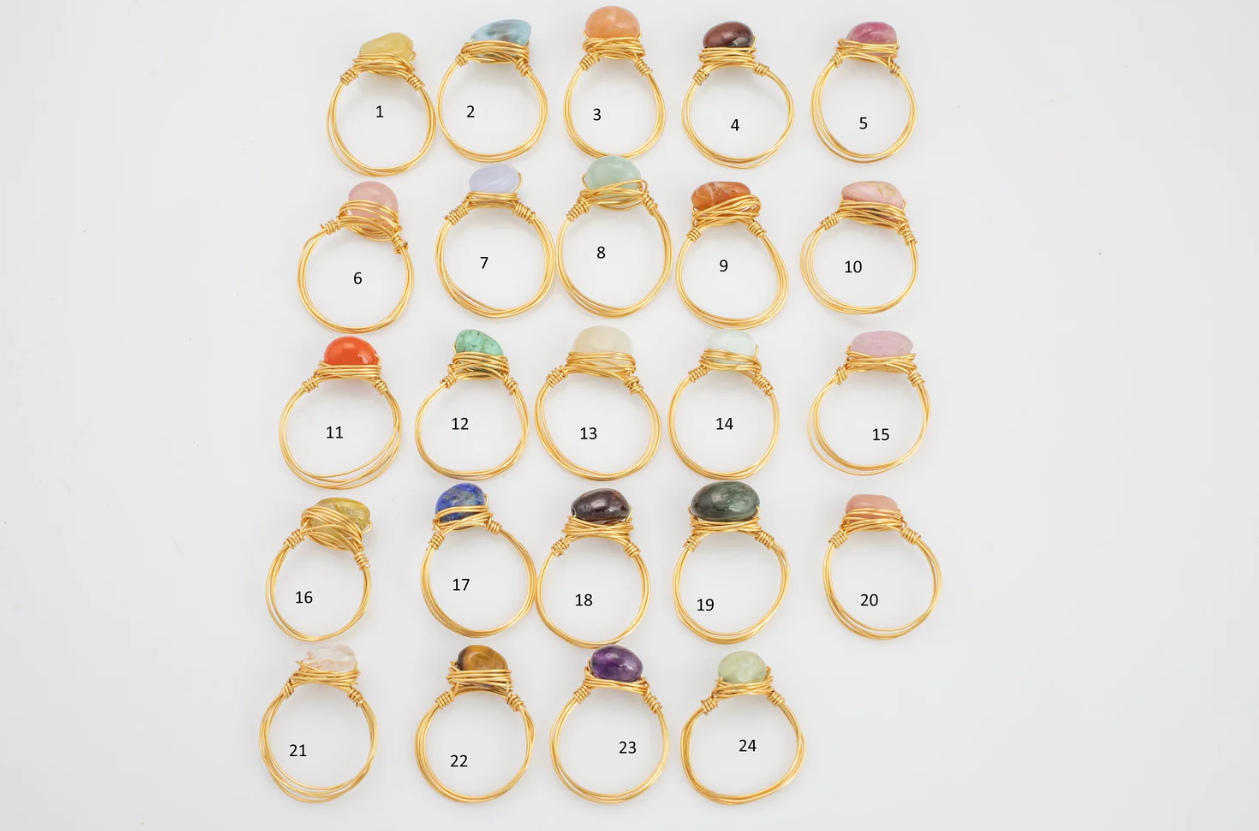 Wired Gemstone Rings