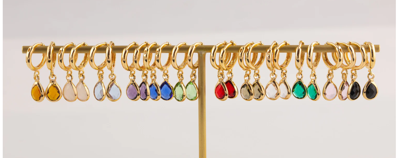18K Gold Zircon Stone Earrings