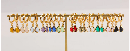 18K Gold Zircon Stone Earrings
