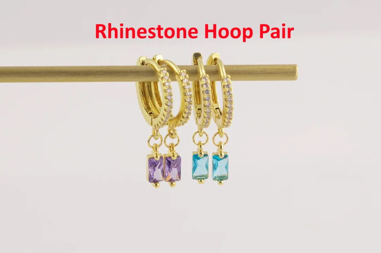18K Gold Zircon Stone Earrings